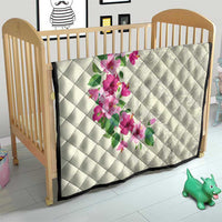 Hawaiian Hibiscus and Art Polynesian Tattoo Quilt Beige Color