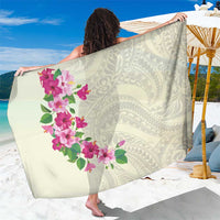 Hawaiian Hibiscus and Art Polynesian Tattoo Sarong Beige Color