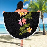 Hawaiian Lei Plumeria and Tropical Leaves Beach Blanket Watercolor Style