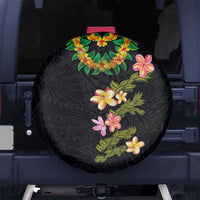 Hawaiian Lei Plumeria and Tropical Leaves Spare Tire Cover Watercolor Style