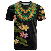 Hawaiian Lei Plumeria and Tropical Leaves T Shirt Watercolor Style