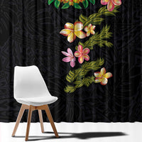 Hawaiian Lei Plumeria and Tropical Leaves Window Curtain Watercolor Style