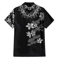 Hawaiian Lei Plumeria and Tropical Leaves Family Matching Tank Maxi Dress and Hawaiian Shirt Watercolor Style-Grayscale