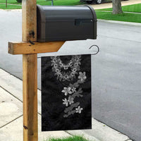 Hawaiian Lei Plumeria and Tropical Leaves Garden Flag Watercolor Style-Grayscale