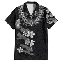 Hawaiian Lei Plumeria and Tropical Leaves Hawaiian Shirt Watercolor Style-Grayscale