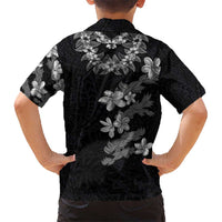 Hawaiian Lei Plumeria and Tropical Leaves Hawaiian Shirt Watercolor Style-Grayscale