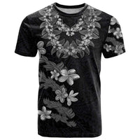 Hawaiian Lei Plumeria and Tropical Leaves T Shirt Watercolor Style-Grayscale