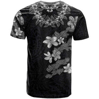 Hawaiian Lei Plumeria and Tropical Leaves T Shirt Watercolor Style-Grayscale