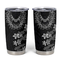 Hawaiian Lei Plumeria and Tropical Leaves Tumbler Cup Watercolor Style-Grayscale