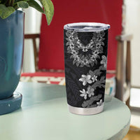 Hawaiian Lei Plumeria and Tropical Leaves Tumbler Cup Watercolor Style-Grayscale