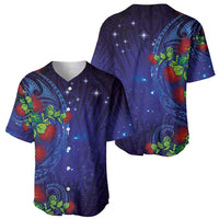 Matariki New Zealand Maori and Pohutukawa Baseball Jersey Galaxy Blue Sky Style