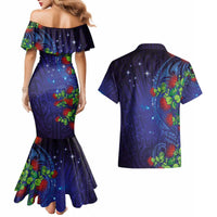 Matariki New Zealand Maori and Pohutukawa Couples Matching Mermaid Dress and Hawaiian Shirt Galaxy Blue Sky Style
