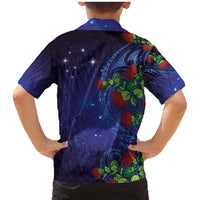 Matariki New Zealand Maori and Pohutukawa Family Matching Mermaid Dress and Hawaiian Shirt Galaxy Blue Sky Style