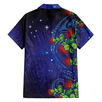 Matariki New Zealand Maori and Pohutukawa Family Matching Off Shoulder Short Dress and Hawaiian Shirt Galaxy Blue Sky Style
