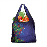 Matariki New Zealand Maori and Pohutukawa Grocery Bag Galaxy Blue Sky Style