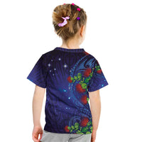 Matariki New Zealand Maori and Pohutukawa Kid T Shirt Galaxy Blue Sky Style