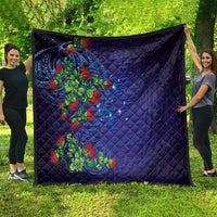 Matariki New Zealand Maori and Pohutukawa Quilt Galaxy Blue Sky Style