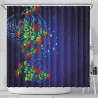 Matariki New Zealand Maori and Pohutukawa Shower Curtain Galaxy Blue Sky Style