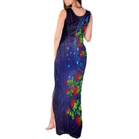 Matariki New Zealand Maori and Pohutukawa Tank Maxi Dress Galaxy Blue Sky Style