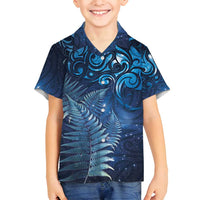 Matariki New Zealand Maori Silver Fern Family Matching Off Shoulder Maxi Dress and Hawaiian Shirt Galaxy Blue Sky Style