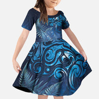 Matariki New Zealand Maori Silver Fern Family Matching Summer Maxi Dress and Hawaiian Shirt Galaxy Blue Sky Style