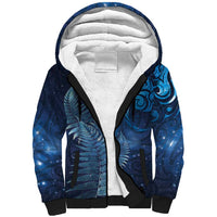 Matariki New Zealand Maori Silver Fern Sherpa Hoodie Galaxy Blue Sky Style
