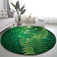 Matariki New Zealand Maori Silver Fern Round Carpet Galaxy Green Sky Style