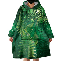 Matariki New Zealand Maori Silver Fern Wearable Blanket Hoodie Galaxy Green Sky Style