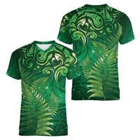 Matariki New Zealand Maori Silver Fern Women V-Neck T-Shirt Galaxy Green Sky Style