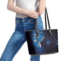 Matariki New Zealand Maori Koru Art Tattoo Leather Tote Bag New Year Galaxy Blue Sky Style