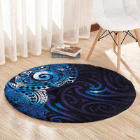 Matariki New Zealand Maori Koru Art Tattoo Round Carpet New Year Galaxy Blue Sky Style