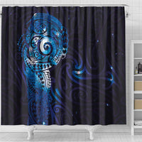 Matariki New Zealand Maori Koru Art Tattoo Shower Curtain New Year Galaxy Blue Sky Style