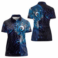 Matariki New Zealand Maori Koru Art Tattoo Women Polo Shirt New Year Galaxy Blue Sky Style