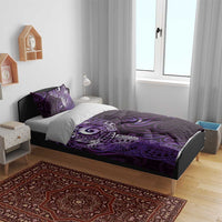 Matariki New Zealand Maori Koru Art Tattoo Bedding Set New Year Galaxy Purple Sky Style