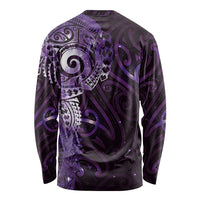 Matariki New Zealand Maori Koru Art Tattoo Long Sleeve Shirt New Year Galaxy Purple Sky Style