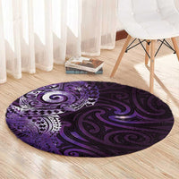 Matariki New Zealand Maori Koru Art Tattoo Round Carpet New Year Galaxy Purple Sky Style