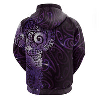 Matariki New Zealand Maori Koru Art Tattoo Zip Hoodie New Year Galaxy Purple Sky Style