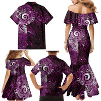 Matariki New Zealand Maori Koru Art Tattoo Family Matching Mermaid Dress and Hawaiian Shirt New Year Galaxy Pink Sky Style