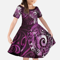 Matariki New Zealand Maori Koru Art Tattoo Family Matching Off Shoulder Maxi Dress and Hawaiian Shirt New Year Galaxy Pink Sky Style