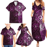 Matariki New Zealand Maori Koru Art Tattoo Family Matching Summer Maxi Dress and Hawaiian Shirt New Year Galaxy Pink Sky Style
