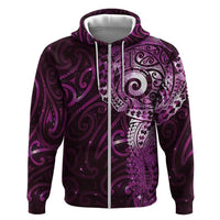 Matariki New Zealand Maori Koru Art Tattoo Zip Hoodie New Year Galaxy Pink Sky Style