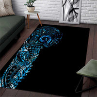 New Zealand Maori Koru Art Traditional Tattoo Area Rug Paua Shell
