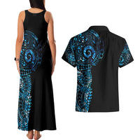 New Zealand Maori Koru Art Traditional Tattoo Couples Matching Tank Maxi Dress and Hawaiian Shirt Paua Shell LT03 - Polynesian Pride