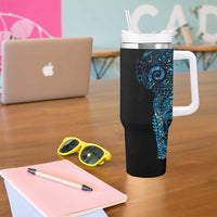 New Zealand Maori Koru Art Traditional Tattoo Tumbler With Handle Paua Shell