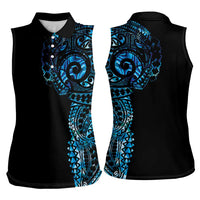 New Zealand Maori Koru Art Traditional Tattoo Women Sleeveless Polo Shirt Paua Shell LT03 - Polynesian Pride