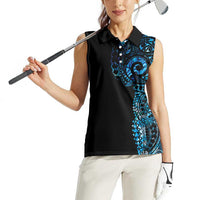 New Zealand Maori Koru Art Traditional Tattoo Women Sleeveless Polo Shirt Paua Shell LT03 - Polynesian Pride