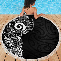 New Zealand Maori Koru Art Traditional Tattoo Beach Blanket Simple Style