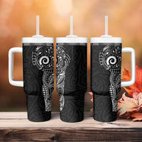 New Zealand Maori Koru Art Traditional Tattoo Tumbler With Handle Simple Style