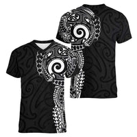 New Zealand Maori Koru Art Traditional Tattoo Women V-Neck T-Shirt Simple Style LT03 - Polynesian Pride