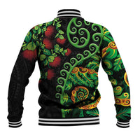 New Zealand Koru Plants and Pohutukawa Baseball Jacket Maori Tattoo Pattern